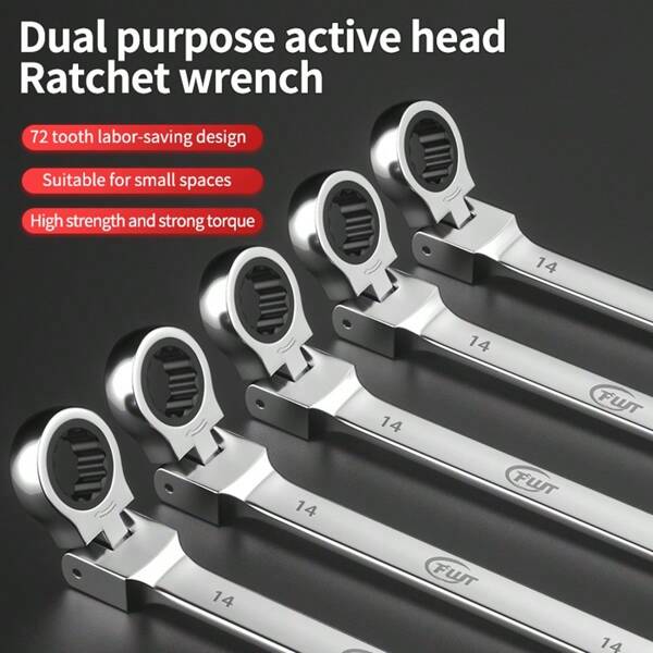 Adjustable Ratchet Wrench Tool Kit, Multi-Piece Set, High Cost Performance, Multipurpose, Metal Material, Suitable For Auto, DIY, Home Repair, 2-In-1 Wrench