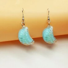 1 Pair Cute Creative Resin Dumpling Shaped Earrings, Novelty Food Design Pendant Earrings, Charming Youthful Earrings For Women, Suitable For Dress Up, Festivals, Parties