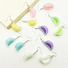 1 Pair Cute Creative Resin Dumpling Shaped Earrings, Novelty Food Design Pendant Earrings, Charming Youthful Earrings For Women, Suitable For Dress Up, Festivals, Parties