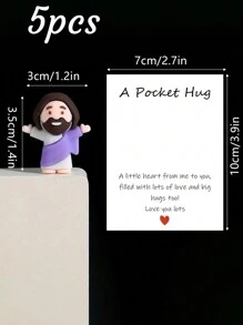 5/1 PVC Siliconen Materiaal Mini Jezus Beeld Paasdecoratie Ornament, Emotionele Ondersteuning, Emotionele Aanmoediging Cadeau Zak Knuffel Kaart, Een Beetje Dichtbij Van Mij Naar Jou, Gevuld Met Heel Veel Liefde En Dikke Knuffels Ook! Hou Heel Veel Van Jou, Jezus Zegen Je