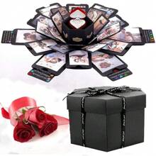 1套黑色 LinTimes 创意DIY惊喜盒爆炸盒相册婚礼六面礼盒DIY礼物生日情人节适合结婚周年庆典爱情周年庆典惊喜礼物的最佳选择 - 彩色 - 查看 3