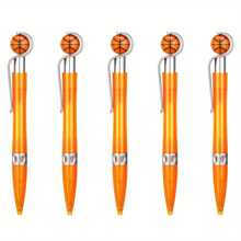 5 Peças/10 Peças Caneta Esferográfica Redonda em Formato de Basquete, Caneta Esferográfica Redonda Esporte Basquete, Caneta Esferográfica Redonda Escrita Legal Esporte, Caneta Esportes Bola, Acessórios de Decoração de Mesa Escolar Festa de Basquete Papelaria - Preto - Visão 13