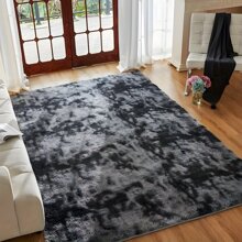 1pc Tie-Dye Dark Gray Shaggy Plush Area Rug, Fluffy Rectangular Soft Non-Slip Carpet For Living Room, Bedroom, Bathroom, Game Room, Washable All Season Home Decor Mat Gifts Birthday Graduation