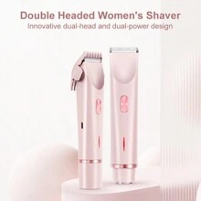 Tondeuse à cheveux double tête Rasoirs électriques pour femmes Rechargeable Wet Dry Machine de rasage indolore pour le corps et les zones intimes