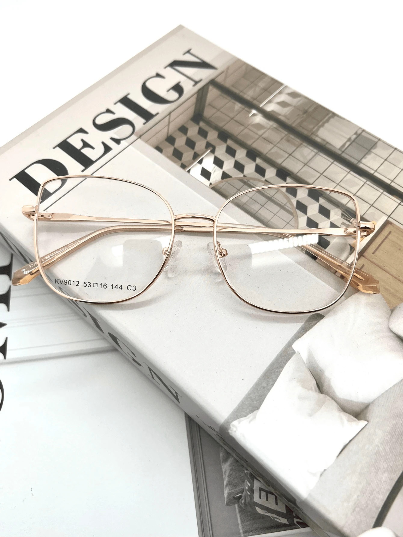 Vivioculos Women's Square Metal Eyeglasses Frame With Single Temple - Màu hồng gỉ - Xem 1