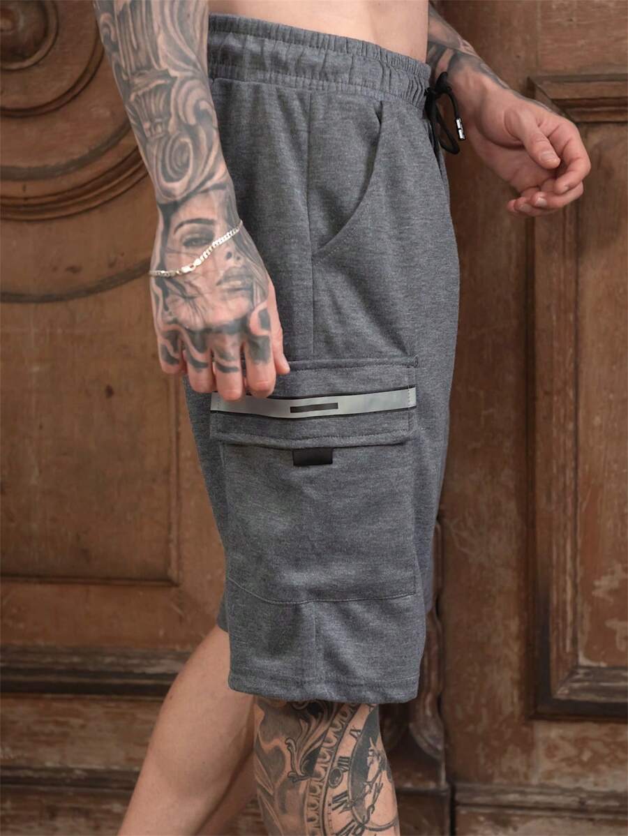 Cargo Shorts With Elastic Waistband - Màu xám đen - Xem 1