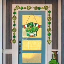 Welkom Houten Bord Voor Voordeur Houten Hanger Bord Zomer Deurbord Houten Lente Welkom Bord Houten Hangend Bord Deurdecoraties Boerderij Portiek Decor Voor Buiten Housewarming Cadeau (Shamrock Stijl)