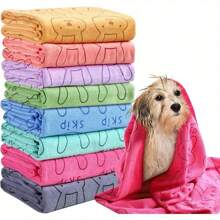 2pcs Quick Dry Super Soft Microfiber Pet Towels, Suitable For Small Cats And Dogs - Highly Absorbent Grooming Towels For Medium & Small Pets, With Colorful Bone Pattern Design - Great For Bathing And Drying Small & Large Dogs And Cats