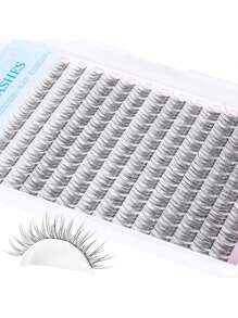 168 D-Curved 9-12mm Blend 0.07mm 14 Rows/168 Faux Mink Hairs With A Fishtail For A Natural, Dramatic Look For Daily Use And Activities Lash Clusters,Eye Lash Clusters,Individual Eyelashes,Lashes,Fake Lashes - Black - View 4