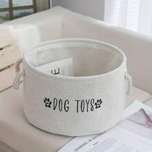 Large Canvas Dog Toy Storage Basket - Spacious Round Pet Toy & Accessory Organizer