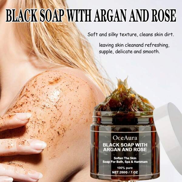 200g Rose Oil Shower Cleansing Bar, Deep Skin Cleansing & Moisturizing, Long-Lasting Softening Fragrance, Suitable For All Skin Types