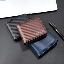 2025 Minimalist Carbon Fiber Men Wallet, Large Capacity Zipper Coin Purse, Card Holder Organizer Wallet, Ideal Gift For Men, New Year & Valentine's Day