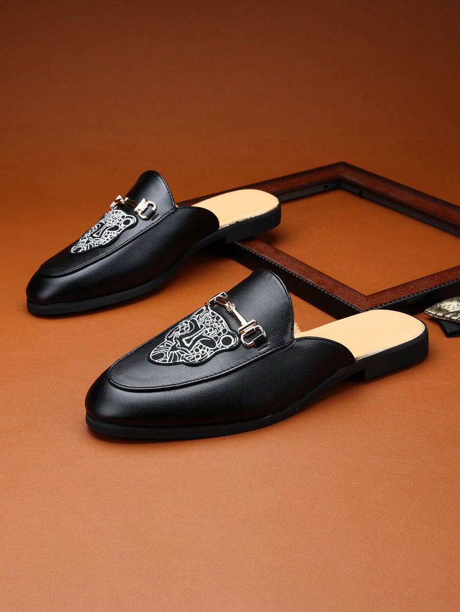 New Men's Slippers, Minimalist Solid Color With Metal Buckle Decor, Breathable Non-Slip Comfortable Casual Sandals For Beach, Camping, Party, Fashionable & Versatile