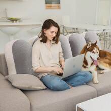 Luxurious Double-Sided Velvet Bed Rest Pillow With Ergonomic Support & Machine Washable Design - Perfect For Home, Bedroom, Living Room, And Office Use, Luxurious Teddy Bed Headboard Cover Bed Headboard Cover Bedside Backrest Cushion Upholstered Bed Head Cover Double King Size - Creamy white + ashes gray - 查看 9