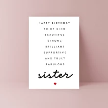 1 张令人印象深刻的姐妹生日贺卡，为善良、美丽、坚强、聪明、支持和出色的姐妹们送上真诚独特而贴心的礼物，充满爱与关怀，为闺蜜送上创意生日礼物 - 彩色 - 查看 3