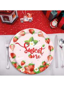 Strawberry Themed Supplies For Girls Sweet Birthday Party Decorations Berry First Disposable Tableware Set Plates Napkins Cups And Forks Knives