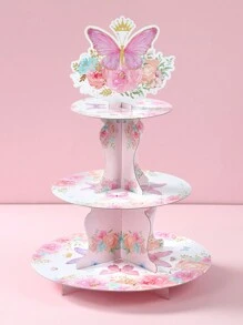 1 Set Rosa Schmetterling Stil Kuchenständer, mehrstufiges Papier Kuchentablett & Kuchenrand, Serviertablett, Schmetterling Party Dekorationen, Baby Shower Dekoration Gender Enthüllungs-Dekoration, Rosa Schmetterling Thema Geburtstagsdekoration, Geburtstagsgeschenk Party Begünstigung Feiertagsereignis Party Kuchendekoration Zubehör Wohndekoration Zimmer Dekoration Tischdekoration Kuchen Display Ständer, Küchendekoration Bäckerei Kochen Dekorationen, Kuchenständer, Küche DIY Kuchen Kochen Dekorationen