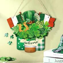 Welkom Houten Bord Voor Voordeur Houten Hanger Bord Zomer Deurbord Houten Lente Welkom Bord Houten Hangend Bord Deurdecoraties Boerderij Portiek Decor Voor Buiten Housewarming Cadeau (Shamrock Stijl)