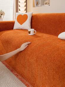 1pc Oversized Simplified Deep Green Sofa Blanket, Multi-Functional Sofa Throw Rug, Pet-Friendly Sofa Cover, Machine Washable, Dust-Proof Furniture Protector, For Bedroom, Office And Living Room Decor, All-Season Use