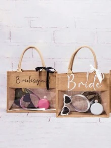 Customizable Linen Handbags, Waterproof Shopping Bags, Storage Bags, And Travel Suitcases Made Of Linen. Suitable For Weddings, Birthdays, Beaches, And Holidays, Perfect For Bridesmaids, Students, And Beach Outings, Bouquet Gift Storage Bags, Yellow Linen Cloth Bags, Business Casual, Basics, For Business/Commute/Work/Office, Travel