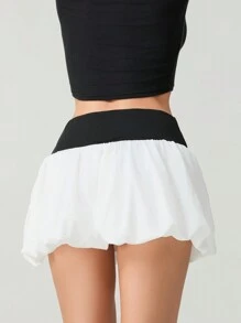 Women's Summer Mini Puffball Skirt Elastic Waist A-Line Skirt For Daily, Travel, Parties - sữa - Xem 3
