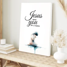 1 件耶稣通过艺术绘画选择您是有原因的，宗教礼物，卧室客厅走廊的理想礼物，墙壁艺术，墙壁装饰，房间装饰，桌面装饰，防水适用于卧室、客厅、书房、酒店酒吧、走廊、防水壁画