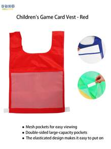 BELLKIDS 儿童训练背心，4种颜色可选，可作练习背心、卡片插入式游戏背心、训练围兜、体育课围兜、团队比赛背心、口袋背心、认知游戏工具、教学辅助工具、互动学习用品，适用于家庭、教室、户外、派对游戏、返校季等场合。 - 彩色 - 查看 15