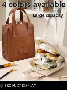 1 szt. przenośna kosmetyczka podróżna, duża pojemność wodoodporna kosmetyczka, może pomieścić szminki, palety cieni do powiek, pędzle do makijażu, pielęgnację skóry, puf, telefon, monety, drobne przedmioty. Nadaje się do domu, prezentów, wakacji, podróży służbowych, prezentów dla dziewczyny, walentynek, dnia matki, kobiet, świąt Bożego Narodzenia, święta Dziękczynienia, nowego roku