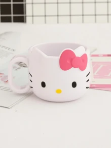 Sanrio 1 pezzo Tazza in plastica Hello Kitty, adorabile, multifunzionale, per spazzolino da denti e caffè, design kawaii per uso quotidiano e avventure all'aperto
