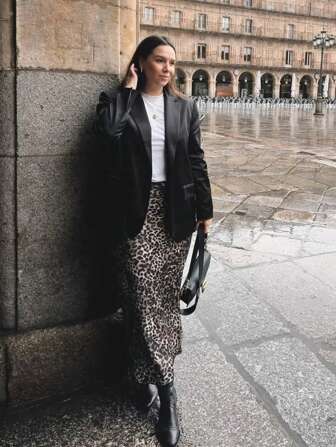 女士半身裙时尚豹纹中裙女士复古高腰半身裙春夏度假女裙长裙时尚优雅半身裙