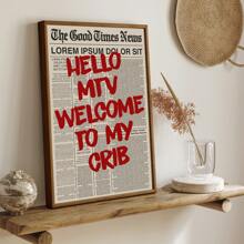Tranh treo tường "Chào mừng đến với ngôi nhà ấm cúng của tôi" (1 tấm), in trên vải canvas, dòng chữ biểu tượng của MTV, trang trí hài hước, phù hợp cho phòng ngủ, phòng khách, văn phòng, phong cách áp phích báo chí cổ điển, có thể chọn không khung hoặc có khung, món quà tuyệt vời dành cho phái nữ. - Nhiều màu - Xem 3