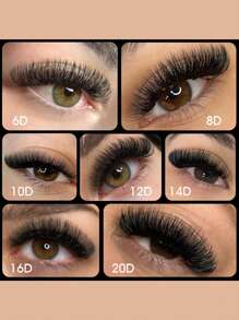 120 pezzi 6D/8D/10D/12D/14D/16D/20D ciglie finte a ventaglio premontate, lunghezze miste da 8-15mm, spessore 0,05mm/0,07mm, curvatura C/D. Estensioni di ciglie a ventaglio premontate, base appuntita, ciglie volumizzanti pre-assemblate, ciuffetti di ciglie, ciglie singole, ciglie finte