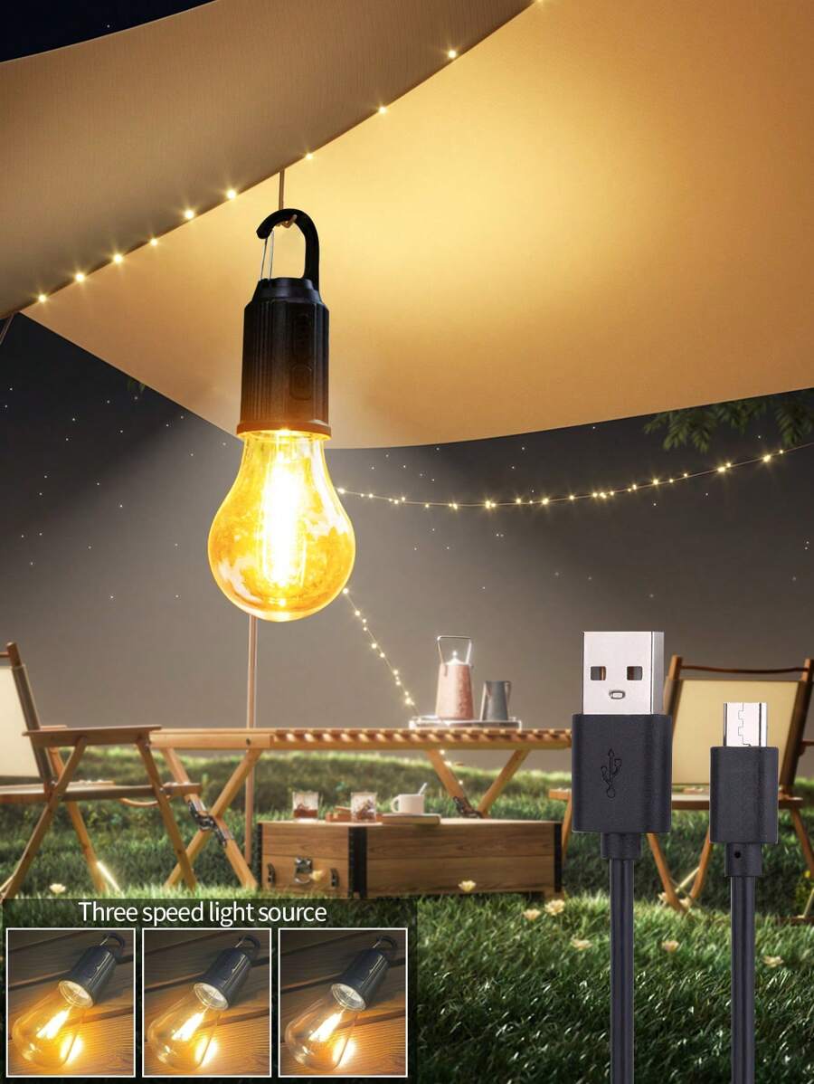 LED Tungsten Filament Bulb, Retro Camping Lamp, USB Rechargeable Atmosphere Camping Tent Light, Outdoor Emergency Globe Bulb - Multicolor - View 1