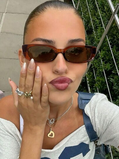 1/3 PCS Women's Acrylic Casual Narrow Rectangle Fashion Solid Color Eyeglasses Are Suitable For Daily Outfits, Holiday Gifts And Vacation Outings For Summer Beach Vacation,Outdoor,Travel Shades Casual Style Rectangle Frame For Going Out Outfit,Back To School