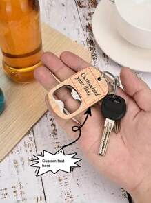 1pc/5pcs/10pcs Customized Text Wooden Handle Beer Bottle Opener With Keychain, Simple Wooden Bottle Opener, Soda Opener, For Him, Her, Boyfriend, Girlfriend, Mom, Dad, Family, Friend, Anniversary, Valentine's Day, Mother's Day, Birthday, Father's Day, Graduation, Wedding, Decoration For Living Room, Bedroom, Tea Room, Home, Dining Room, Office, School,Multi-Functional,Adjustable, Ornamental,Reusable,Exquisite,Adorable,High-Quality,Modern,Colorful,Cute,Comfortable,Stylish,Custom,Personalized,Unique,Ideal Gifts For Him,Ideal Gifts For Her,Boyfriend,Girlfriend,Dad,Mom,Family,Friends,Son,Daughter,Office,Tea Room,School,Home,Home Refresh,Customized Bottle Openers & Bottle Opener Accessories - Multicolor - View 7