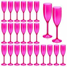 Reusable Party Wine Glasses, Pink Smooth Champagne Flutes For Wedding Anniversary Celebration, Shatterproof Bridesmaid Bridal Shower Champagne Glasses