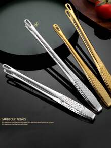 新款烧烤夹不锈钢烧烤夹厨房加长食物食物夹牛排夹不锈钢食物钳长柄防滑烧烤钳牛排钳厨房烹饪配件