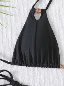 全新软杯吊带露背性感细肩带比基尼套装泳装套装，适合夏季海滩度假
