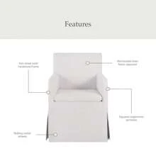 My Texas House Wren Slipcover Dining Chair With Rolling Caster Wheels Cream Linen Fabric - Như hình ảnh như hình ảnh - Xem 2