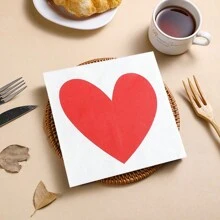 20pcs Colorful Disposable Napkins, 2-Layer Heart Printed Tissues, 13 X 13in Cocktail Napkins, Decoupage Paper For Holiday Kitchen Bathroom Wedding Party Valentine's Day Decorative Paper Napkin
