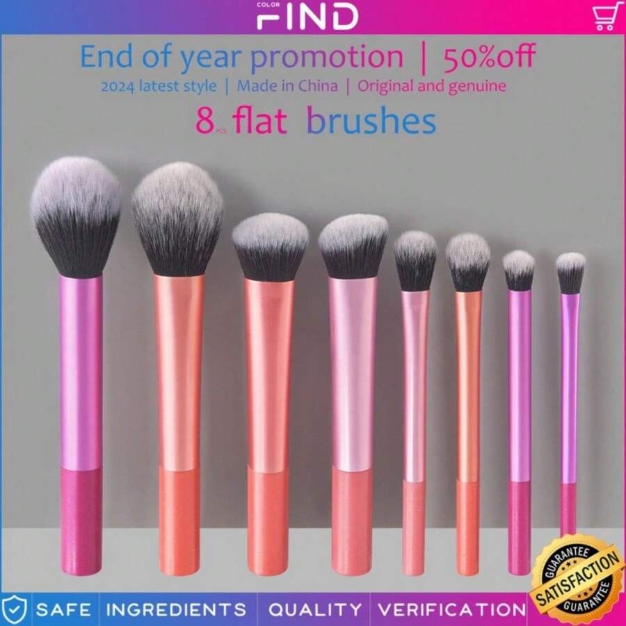 Set de 8 piezas de brochas de maquillaje suaves, aptas para rubor, polvo, sombra de ojos, corrector, contorno, iluminación, herramientas de belleza portátiles