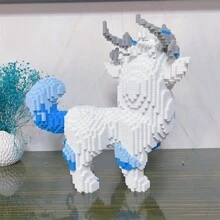 10.000 piezas Puzzle de bloques de construcción de elementos clásicos de montaña y mar con partículas pequeñas, Puzzle artesanal DIY del dios bestia clásico de montaña y mar Bai Ze Zhu Fu para decoración - modelo - Ver 3