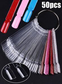 2/50/52/102片装假指甲/美甲展示亚克力练习调色盘卡片及1-100连续数字贴纸套装，美甲展示套装，包含彩色调色盘棒和数字标签 - 无异味，激光切割圆形防水编码相册标签，用于展示美甲设计工具、美甲贴纸、指甲油调色盘，适合美甲DIY、家庭美甲沙龙使用。