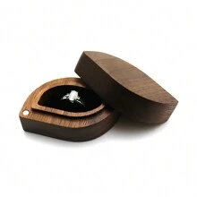 1Pc Wooden Ring Box, Engagement Ring Box, Proposals, Wedding Ceremony,Ring Box (Ring Not Included) Valentine's Day