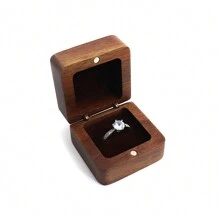 1Pc Wooden Ring Box, Engagement Ring Box, Proposals, Wedding Ceremony,Ring Box (Ring Not Included) Valentine's Day