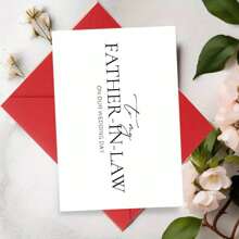 1 张优雅姻亲婚礼贺卡，来自新娘或新郎的父母，衷心祝福，5 英寸 x 7 英寸，带厚信封 - 紅色 - 查看 11
