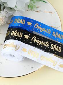 5 码宽 2.5 厘米，1 件毕业派对装饰丝带，缎带蝴蝶结 DIY 蛋糕包装丝带，烘焙和礼品包装，金箔，毕业典礼，2025 年毕业装饰，生日派对礼物