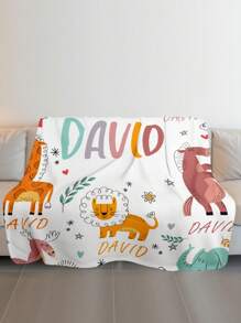 1 Stück personalisierte Decke mit Namen für das Bett, personalisierte Bettwäsche-Decke mit Namen, personalisierte Überwurfdecke, Decke mit niedlichen Tieren, beste Kinderdecke, kuschelige Decke, Familiengeschenk, Geburtstagsgeschenk, Weihnachtsgeschenk, personalisiertes Geschenk, Geschenk zum Kindertag, Geschenk für Sohn/Tochter, Geschenk für Freund, Geschenk für Kinder