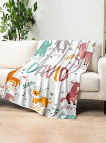1 Stück personalisierte Decke mit Namen für das Bett, personalisierte Bettwäsche-Decke mit Namen, personalisierte Überwurfdecke, Decke mit niedlichen Tieren, beste Kinderdecke, kuschelige Decke, Familiengeschenk, Geburtstagsgeschenk, Weihnachtsgeschenk, personalisiertes Geschenk, Geschenk zum Kindertag, Geschenk für Sohn/Tochter, Geschenk für Freund, Geschenk für Kinder