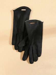 1 双优雅休闲仿麂皮保暖手套，适合节日、休闲、约会、大学、歌剧、派对、婚礼、海滩、秋冬、触摸屏指尖万圣节 - A - 查看 13